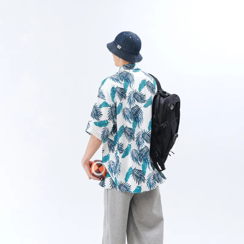 ROBINHOOD Shirt Unisex White Tropical Leaf-4