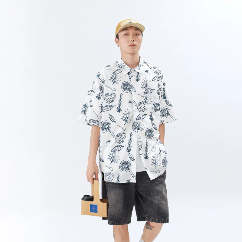 ROBINHOOD Shirt Unisex White Cartoon Leaf-3