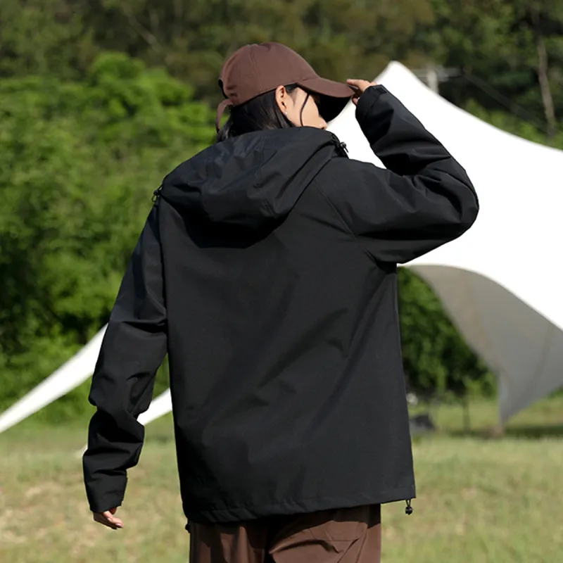 ROBINHOOD Water Resistant Windproof Warm Lightweight Windbreaker Jacket Unisex Black-2