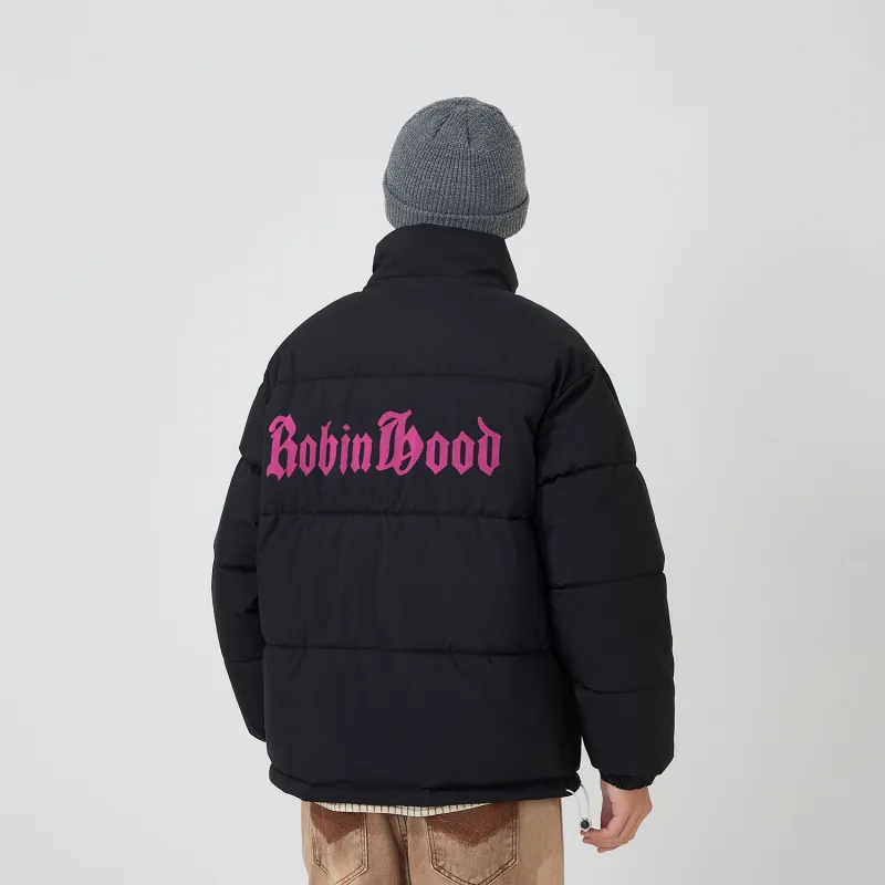 ROBINHOOD Puffer Jacket Unisex Black Pink-2