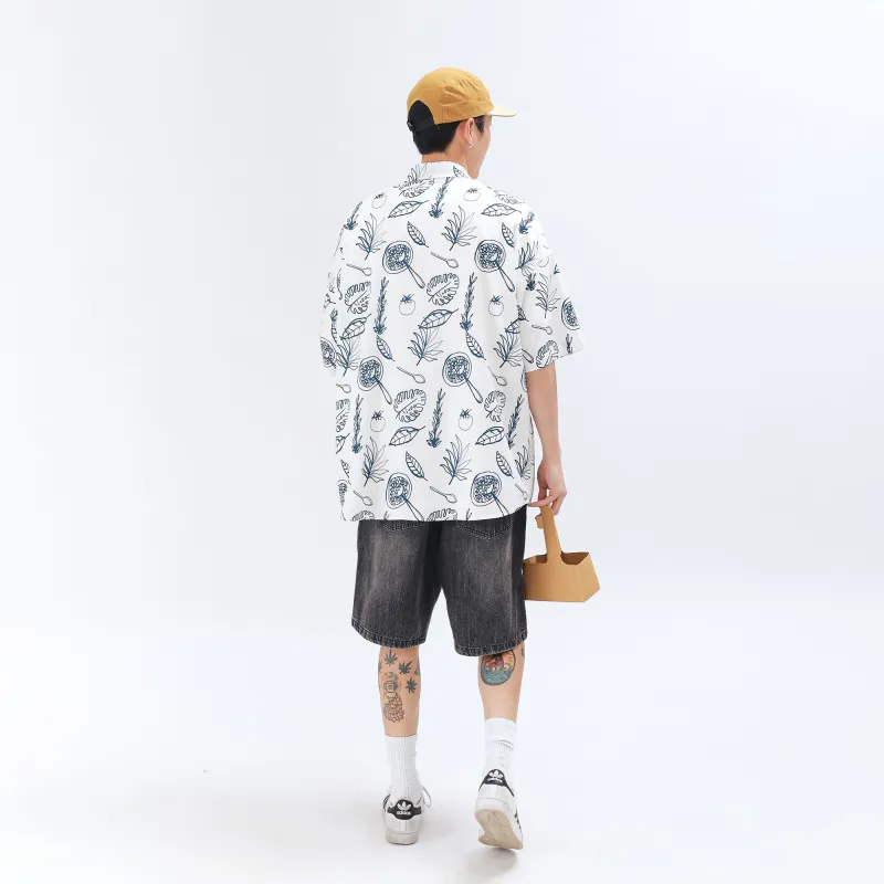 ROBINHOOD Shirt Unisex White Cartoon Leaf-4