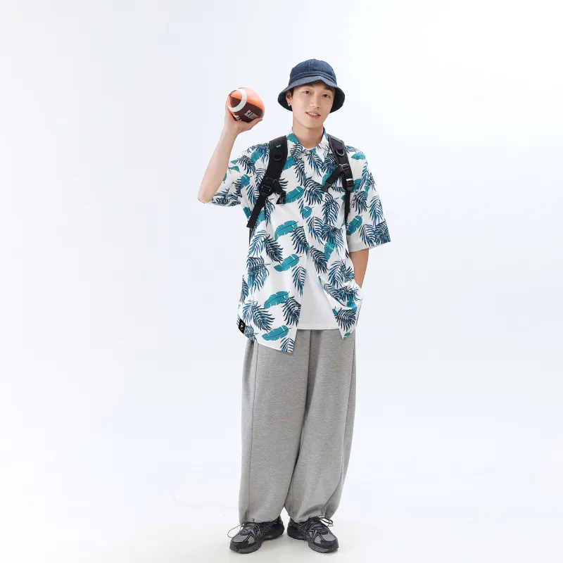 ROBINHOOD Shirt Unisex White Tropical Leaf-2