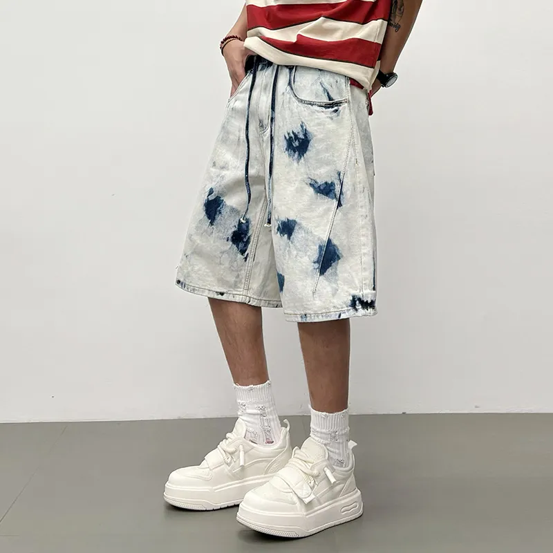 SANTASTIC Denim Shorts Unisex Snowflake Blue-4