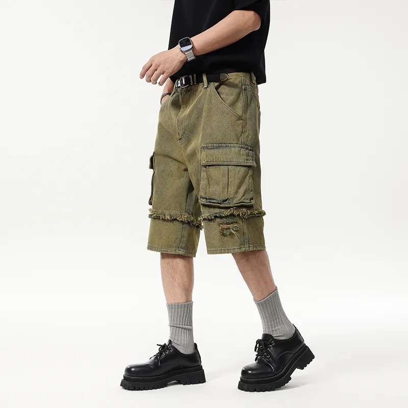 SANTASTIC Denim Shorts Unisex Yellow Mud-5