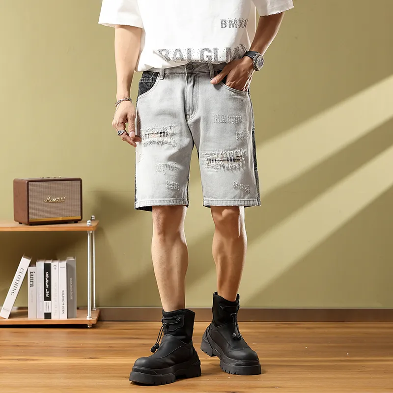 SANTASTIC Denim Shorts Men's Black Gray-2
