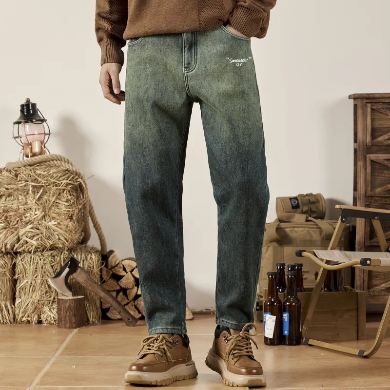SANTASTIC Jeans Men Blue Thickened And Fleece Lined-4