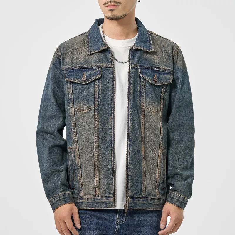 SANTASTIC Denim Jackets Men Yellow Mud Blue-2