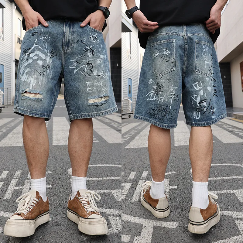 SANTASTIC Denim Shorts Men Nostalgic Blue-2