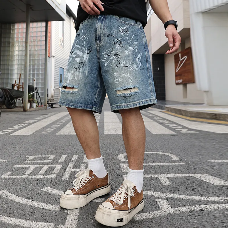 SANTASTIC Denim Shorts Men Nostalgic Blue-4