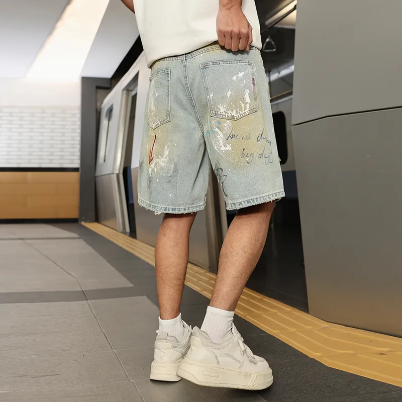 SANTASTIC Denim Shorts Unisex Light Blue Graffiti-6