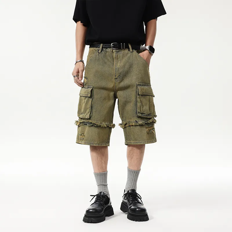 SANTASTIC Denim Shorts Unisex Yellow Mud-2