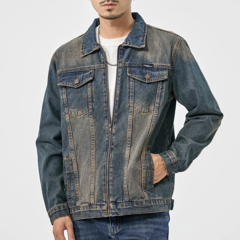 SANTASTIC Denim Jackets Men Yellow Mud Blue-5