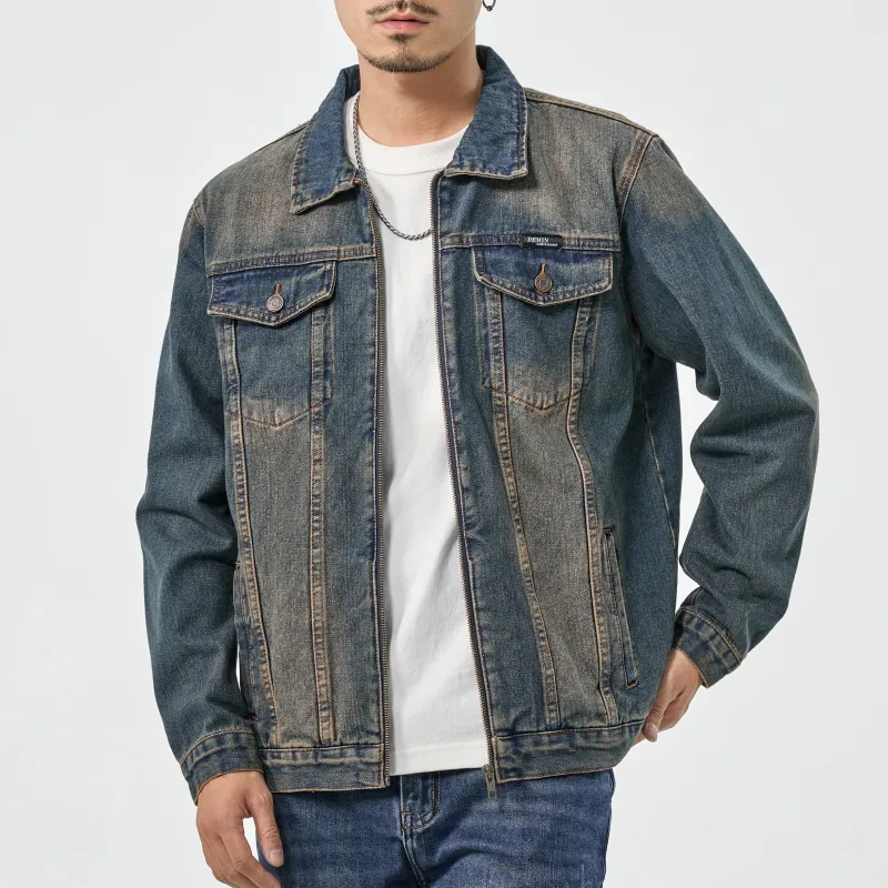 SANTASTIC Denim Jackets Men Yellow Mud Blue-3