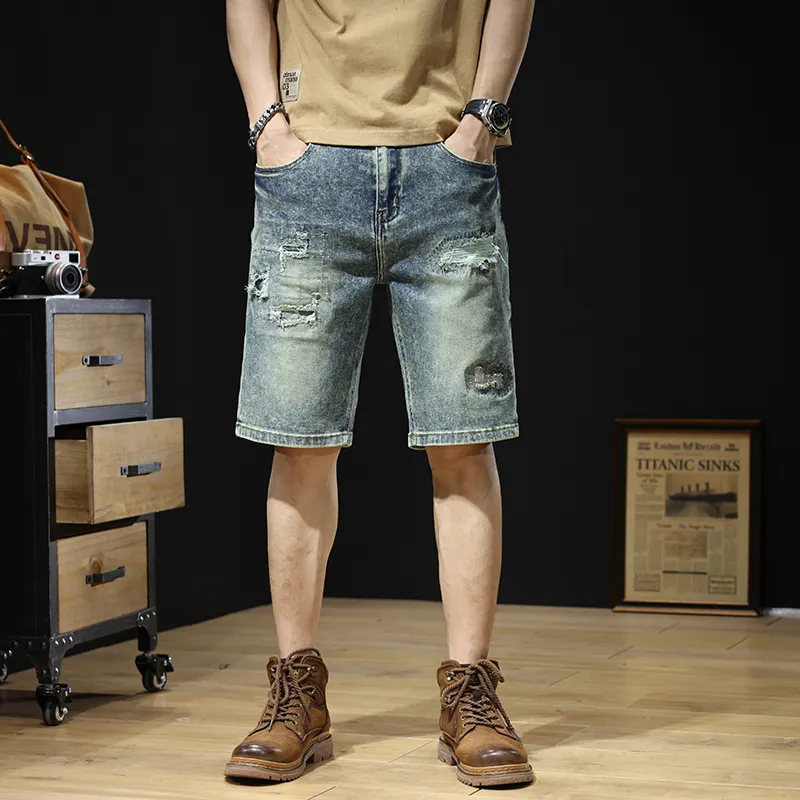 SANTASTIC Denim Shorts Men Snowflake Blue-2