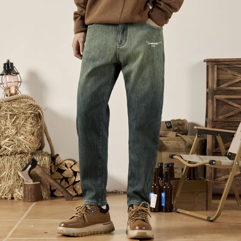 SANTASTIC Jeans Men Blue Thickened And Fleece Lined-5
