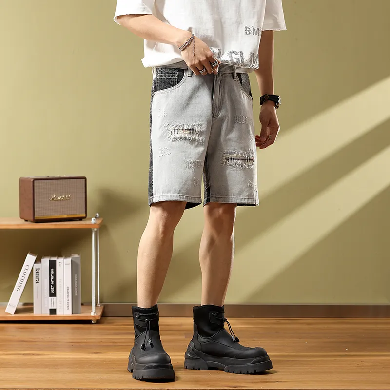SANTASTIC Denim Shorts Men's Black Gray-3