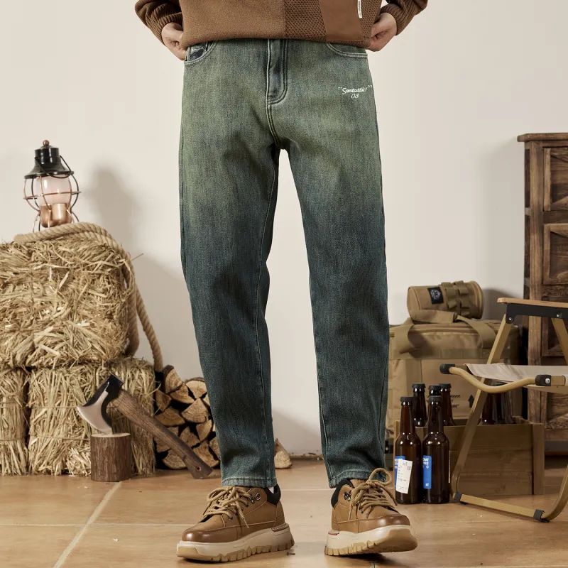 SANTASTIC Jeans Men Blue Thickened And Fleece Lined-3
