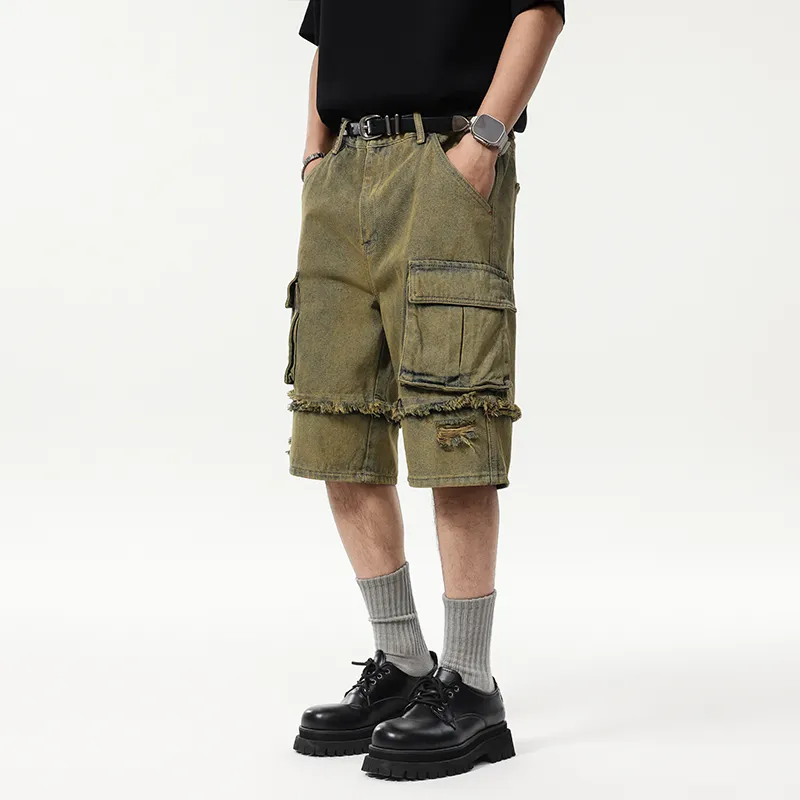 SANTASTIC Denim Shorts Unisex Yellow Mud-4