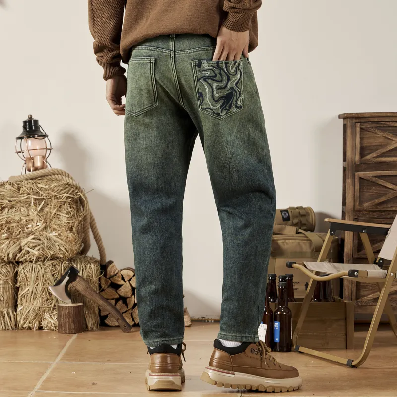SANTASTIC Jeans Men Blue Thickened And Fleece Lined-6