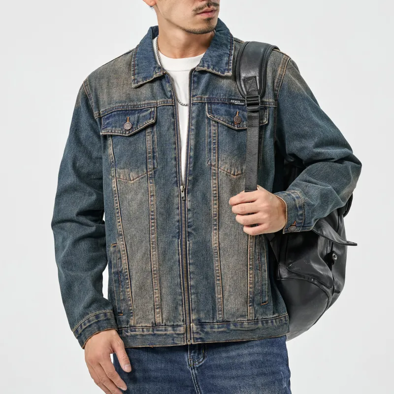 SANTASTIC Denim Jackets Men Yellow Mud Blue-7