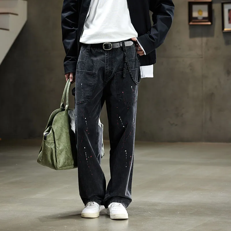 SANTASTIC Jeans Men's Ink Splatter Black-3