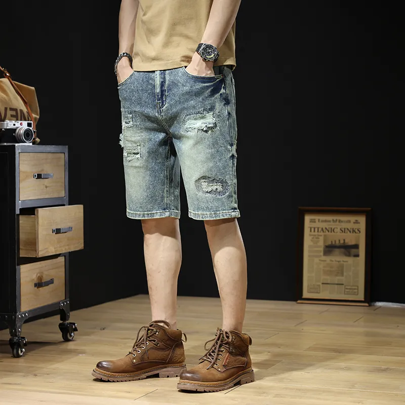 SANTASTIC Denim Shorts Men Snowflake Blue-3