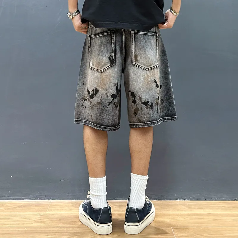 SANTASTIC Denim Shorts Unisex Gray Black-6