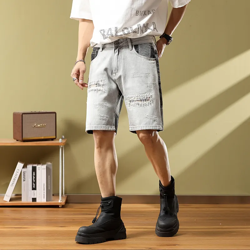 SANTASTIC Denim Shorts Men's Black Gray-5