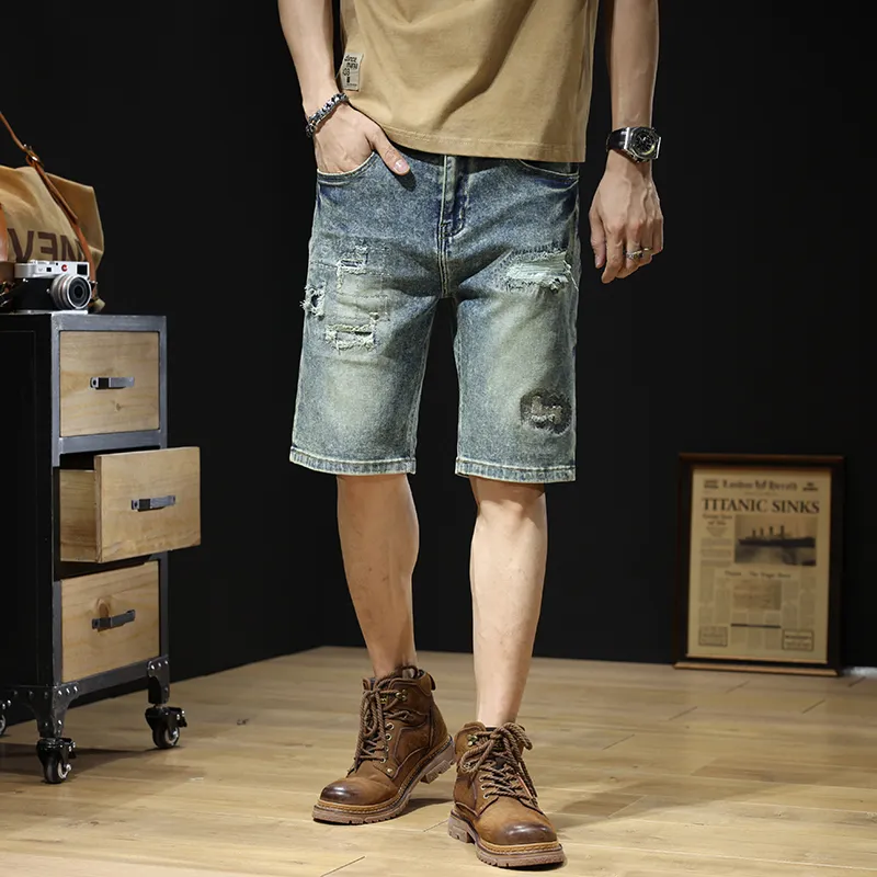 SANTASTIC Denim Shorts Men Snowflake Blue-4