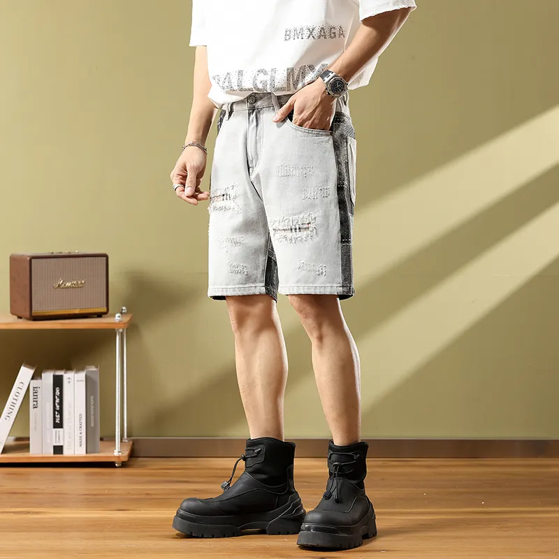 SANTASTIC Denim Shorts Men's Black Gray-4