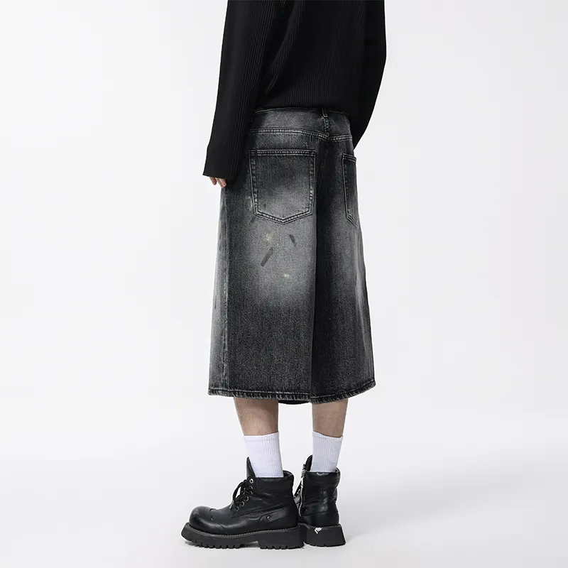 SANTASTIC Denim Shorts Unisex Dirty Black-6