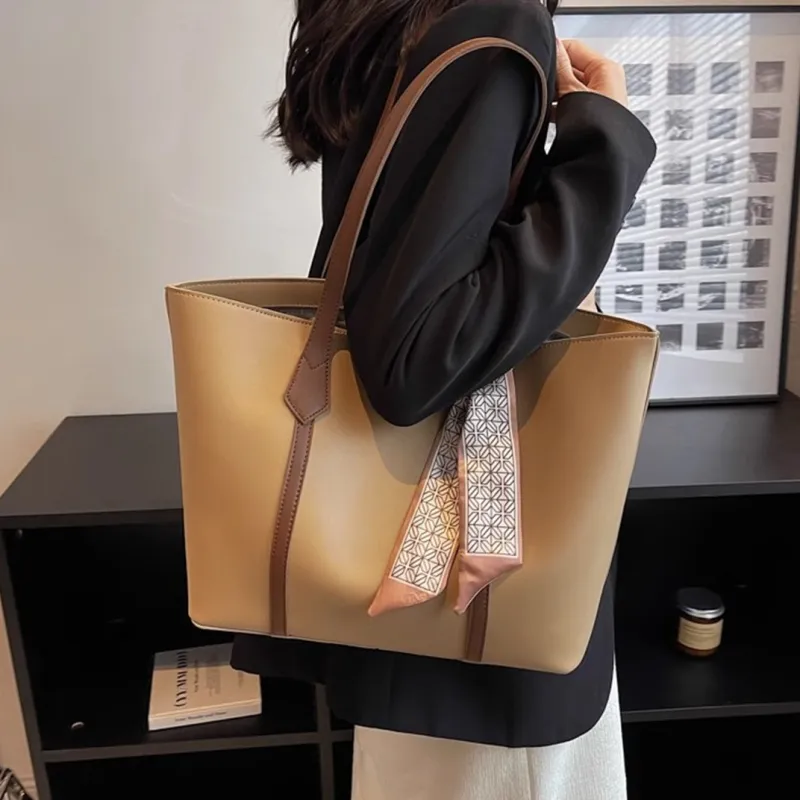 PULUWIRR PU Tote Bag, Shopping Bag, Shoulder Bag Regular Women's Black/Coffee/Brown/Khaki-33