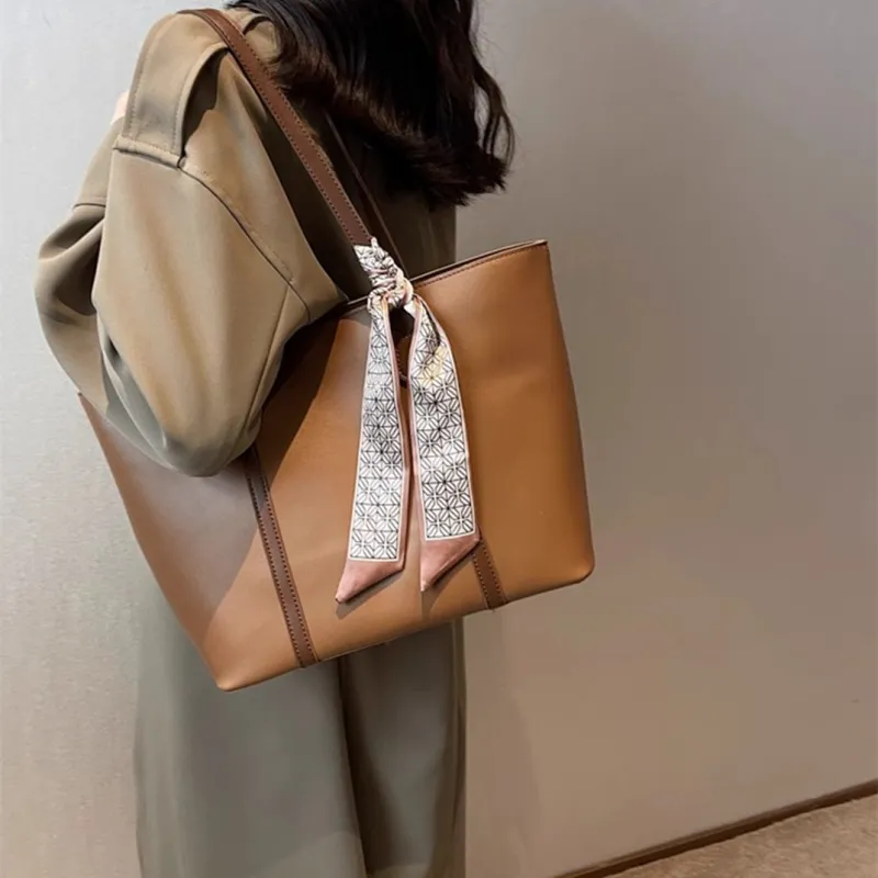 PULUWIRR PU Tote Bag, Shopping Bag, Shoulder Bag Regular Women's Black/Coffee/Brown/Khaki-25