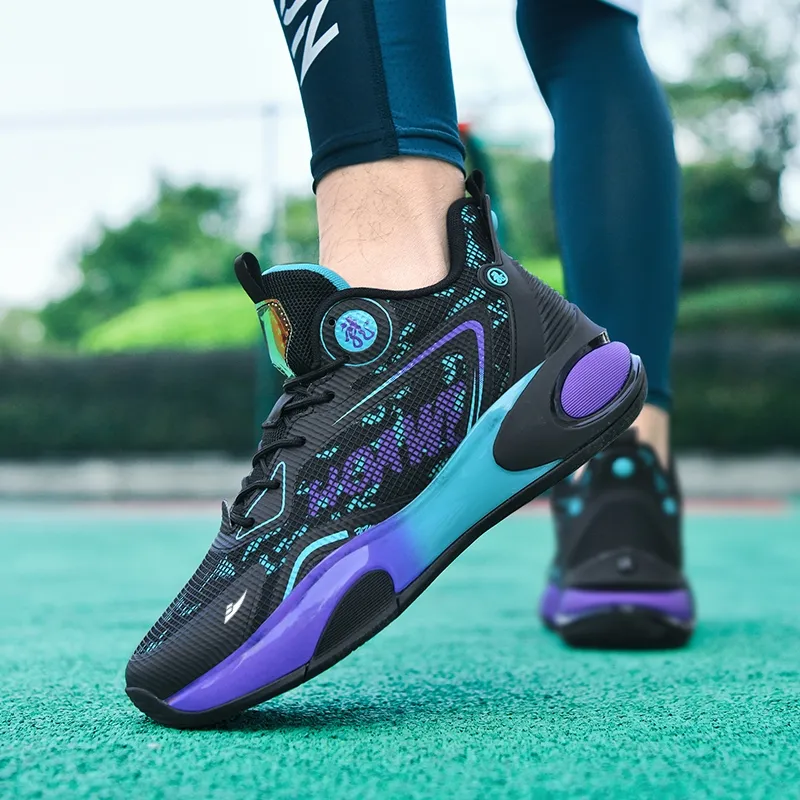 Kuding Cushioning Anti-Slip And Wear-Resistant Rebound Mid-Top Slightly Noisy From Friction Basketball Shoes Unisex-3
