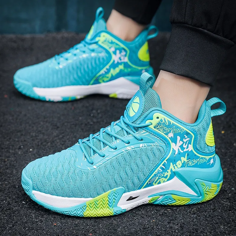 Kuding Cushioned Slip-Resistant Abrasion-Resistant Breathable Mid-Top Basketball Shoes Men's-1