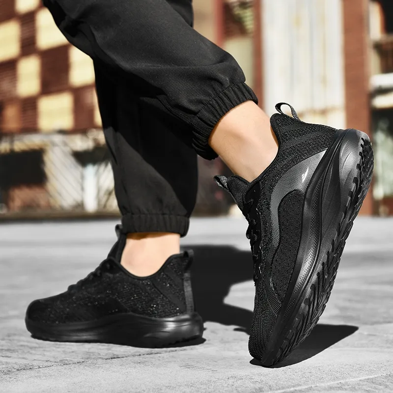 Kuding Casual Shoes Men Low Top Orange Moon/Black/Black White-9