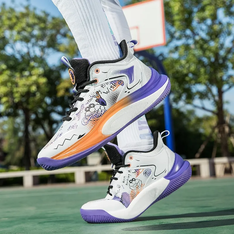 Kuding Cushioning Anti Slip And Wear Resistant Rebound High Top Basketball Shoes Men's-2
