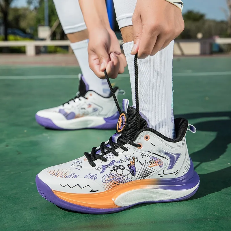 Kuding Cushioning Anti Slip And Wear Resistant Rebound High Top Basketball Shoes Men's-1