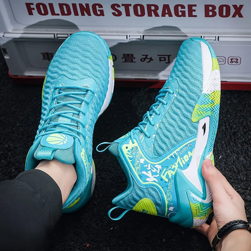 Kuding Cushioned Slip-Resistant Abrasion-Resistant Breathable Mid-Top Basketball Shoes Men's-3