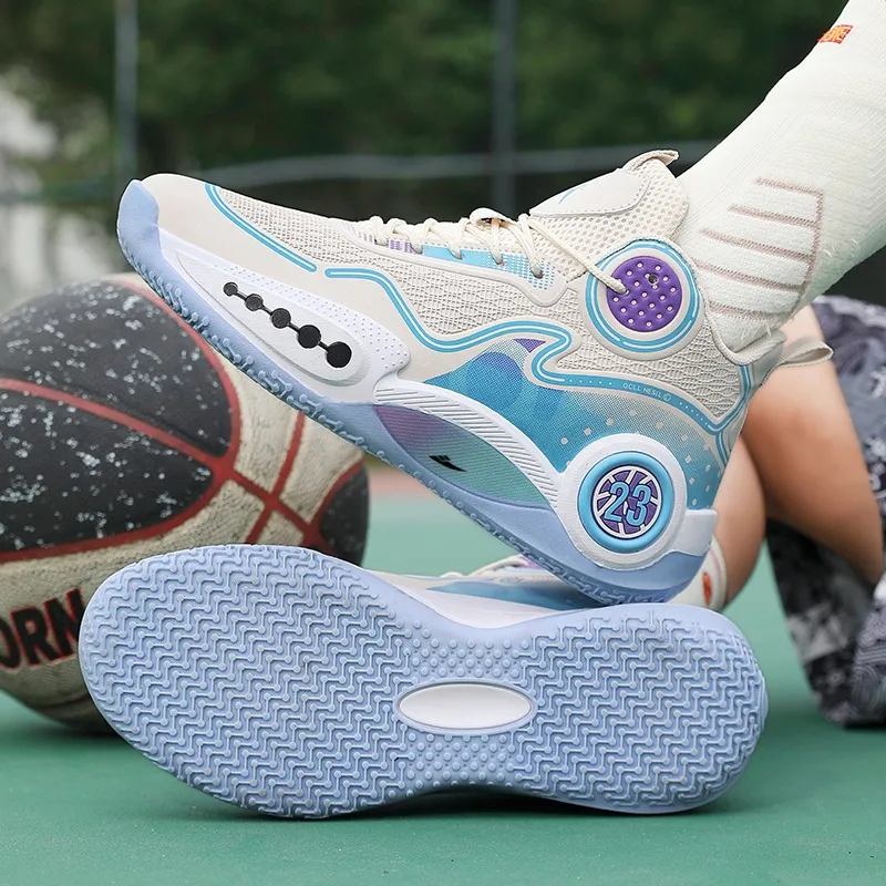 Kuding Cushioned Slip-Resistant Mid-Top Basketball Shoes Men's-5