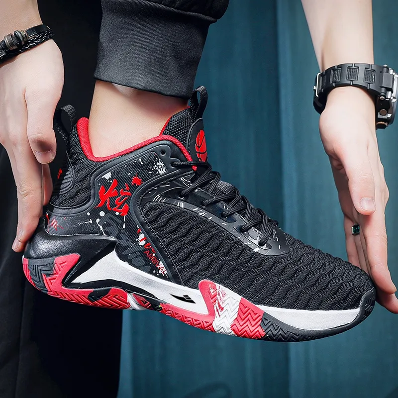 Kuding Cushioned Slip-Resistant Abrasion-Resistant Breathable Mid-Top Basketball Shoes Men's-9