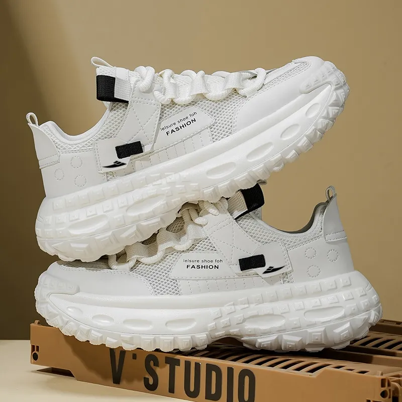 Kuding Breathable Height Increase Low Top Casual Shoes Men's-1