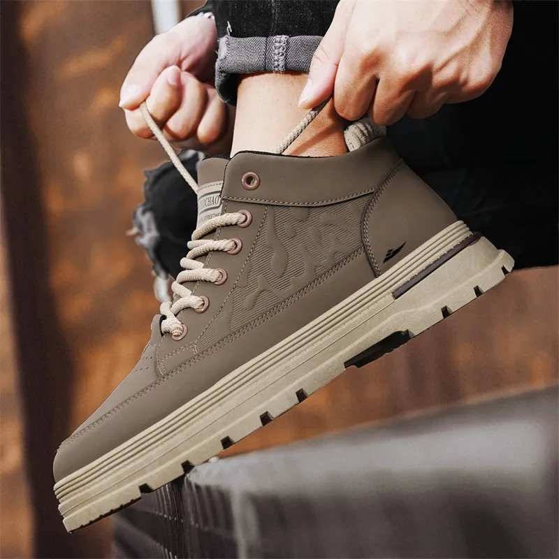 Kuding Martin Boots Men Black/Khaki-11