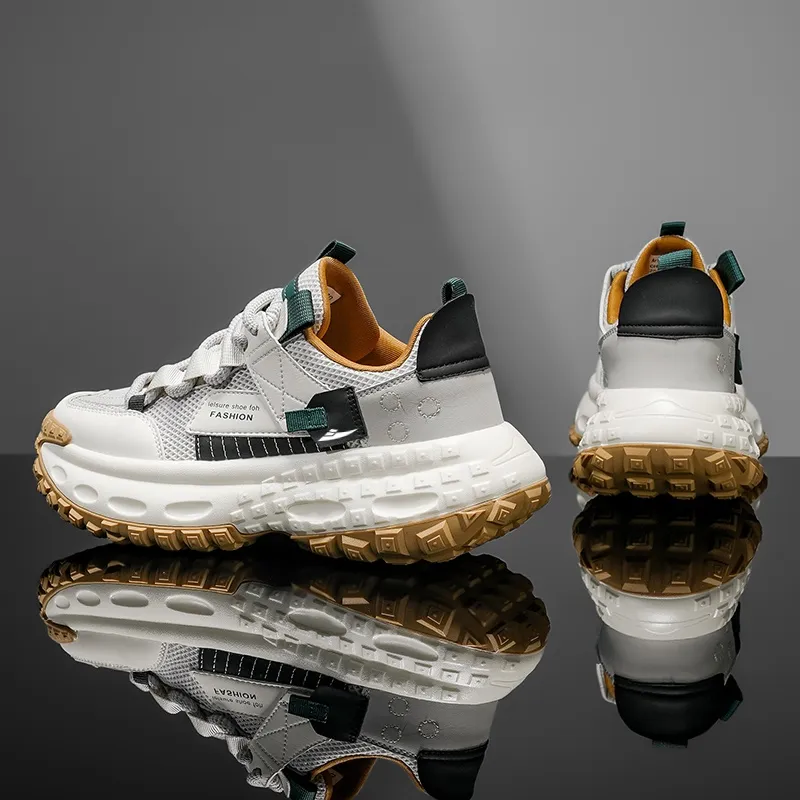 Kuding Breathable Height Increase Low Top Casual Shoes Men's-8