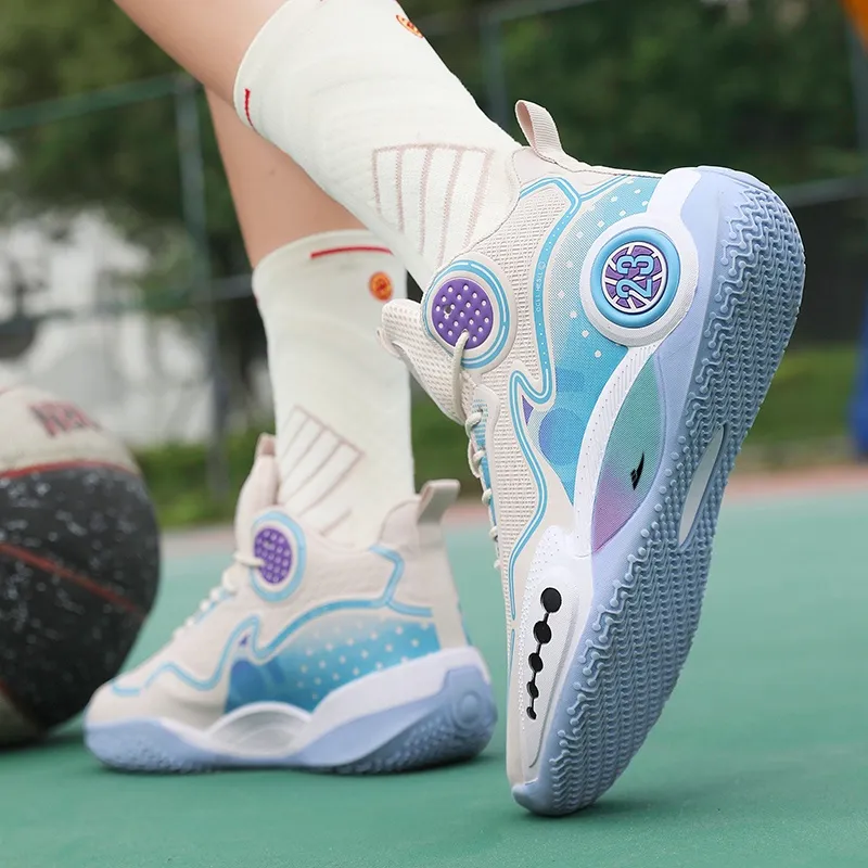 Kuding Cushioned Slip-Resistant Mid-Top Basketball Shoes Men's-3