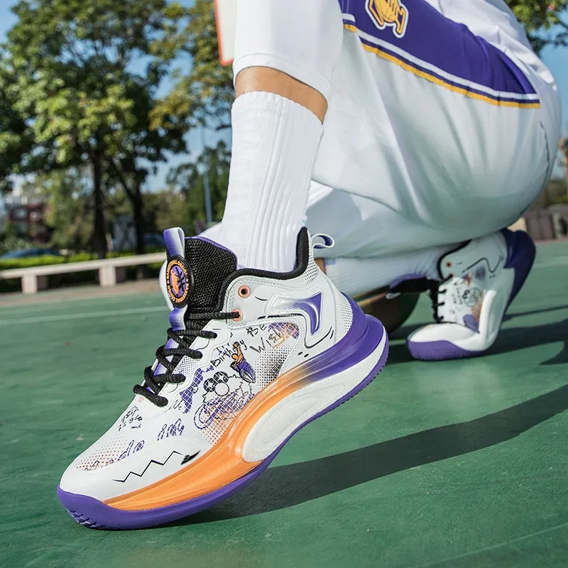 Kuding Cushioning Anti Slip And Wear Resistant Rebound High Top Basketball Shoes Men's-4