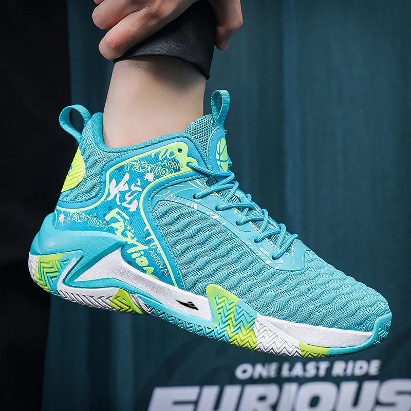 Kuding Cushioned Slip-Resistant Abrasion-Resistant Breathable Mid-Top Basketball Shoes Men's-4