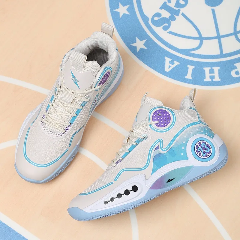 Kuding Cushioned Slip-Resistant Mid-Top Basketball Shoes Men's-1