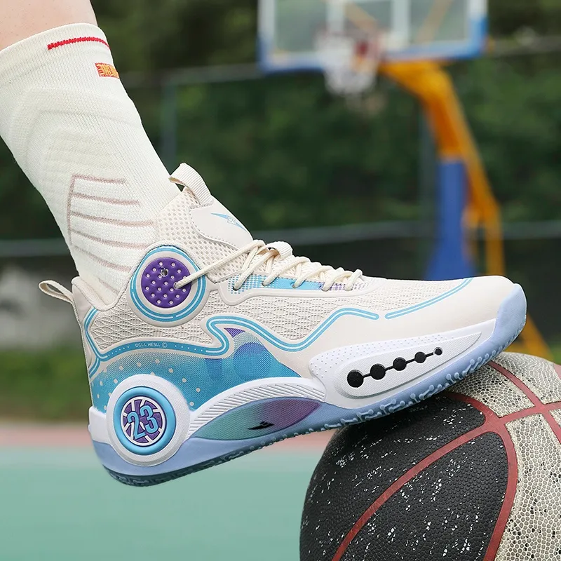 Kuding Cushioned Slip-Resistant Mid-Top Basketball Shoes Men's-4