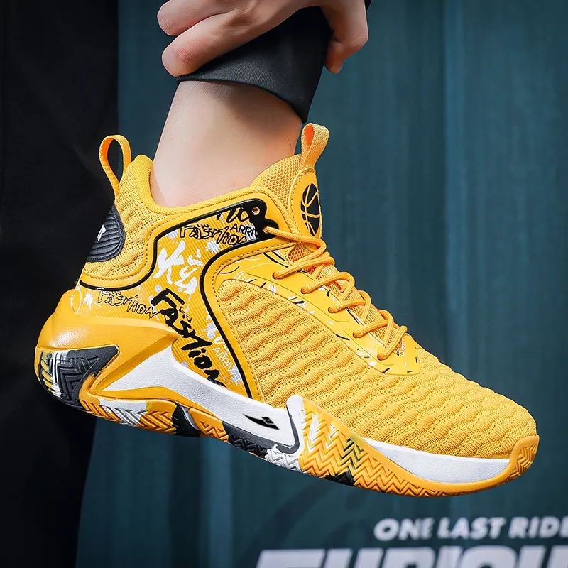 Kuding Cushioned Slip-Resistant Abrasion-Resistant Breathable Mid-Top Basketball Shoes Men's-14